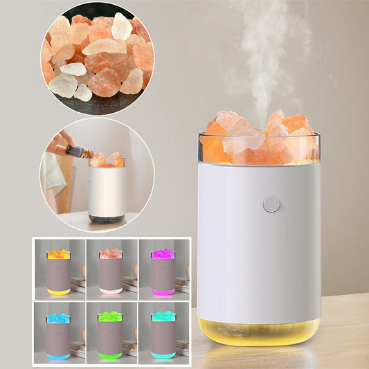 Humidificateur en cristal de sel naturel – Diffuseur d'arômes & lumière apaisante