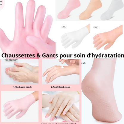 Gants & Chaussettes Hydratants  en Silicone Réutilisables